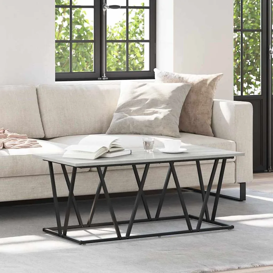 Table basse Gris 100 x 50 x 40 cm Bois d'ingénierie et métal