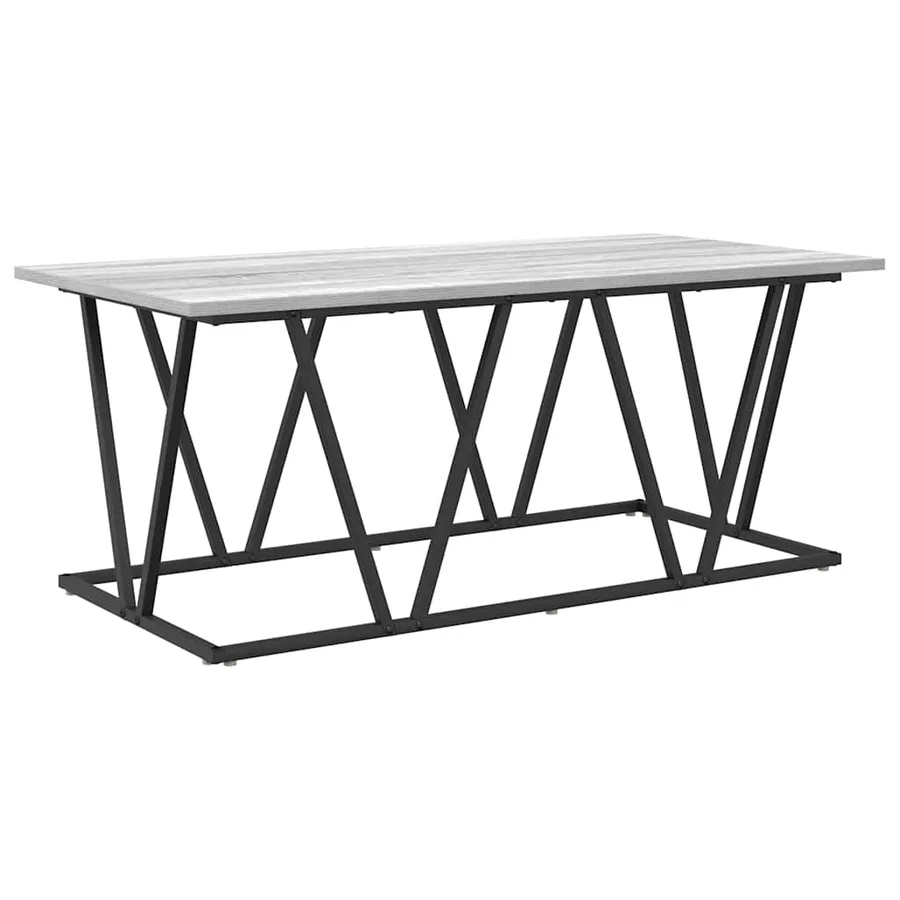 Table basse Gris 100 x 50 x 40 cm Bois d'ingénierie et métal - 2