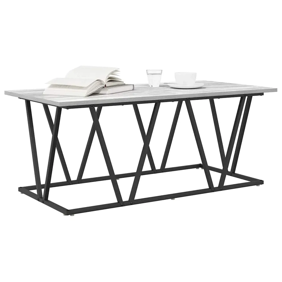 Table basse Gris 100 x 50 x 40 cm Bois d'ingénierie et métal - 3