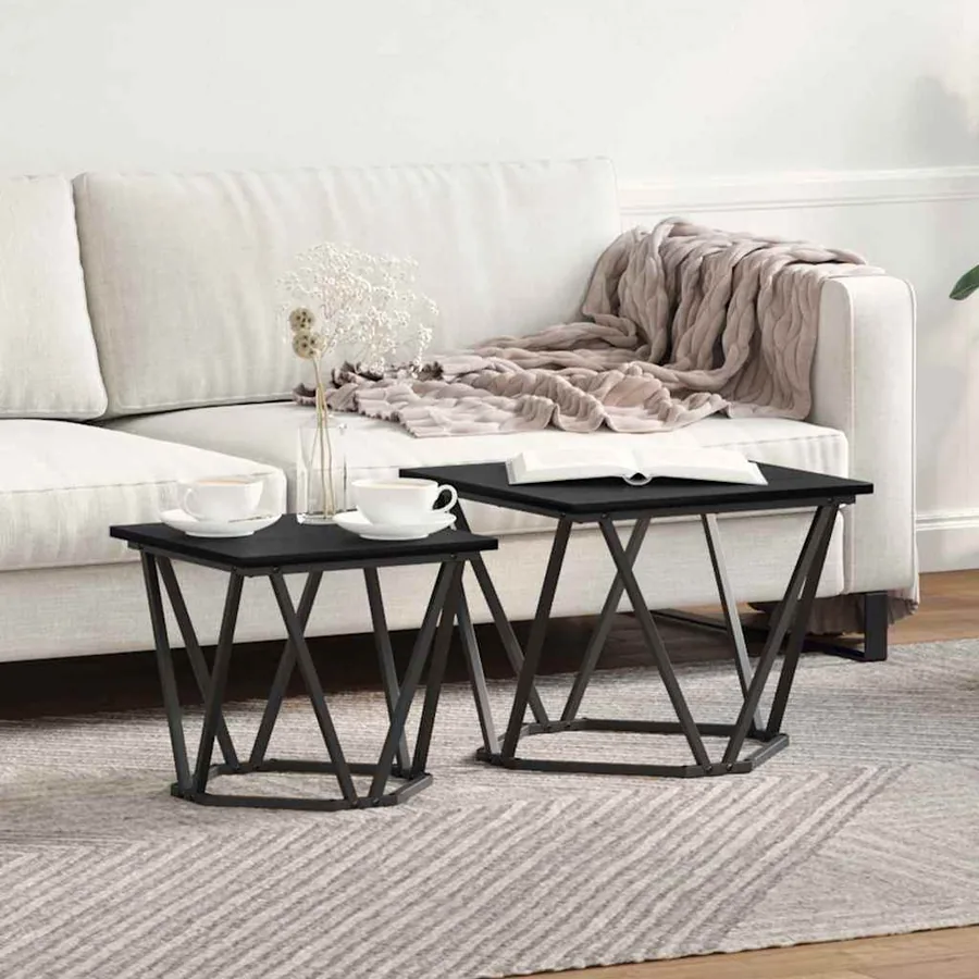 Ensemble de tables d'appoint 2 pcs Chêne noir 50 x 50 x 40 cm