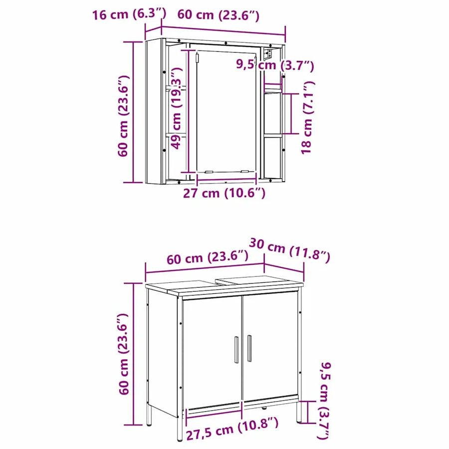 Ensemble de mobilier de salle de bain avec étagère 2 pcs Marron - 13