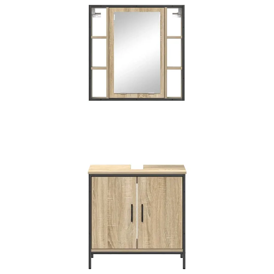 Ensemble de mobilier de salle de bain avec étagère 2 pcs Marron - 7