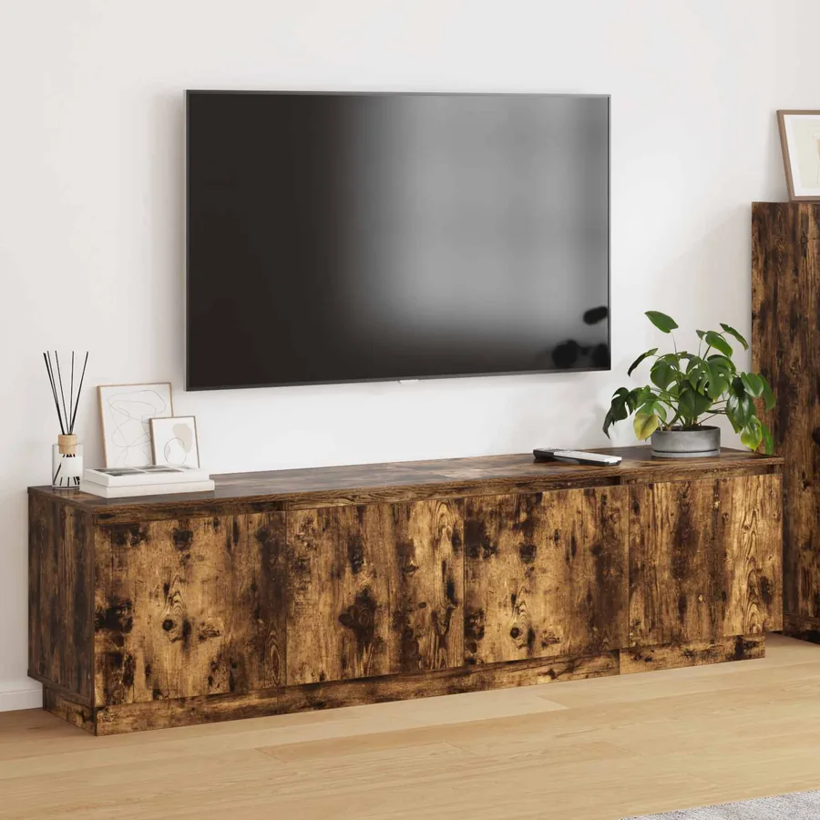 Meuble TV Chêne fumé 180 x 38 x 49 cm Bois d'ingénierie