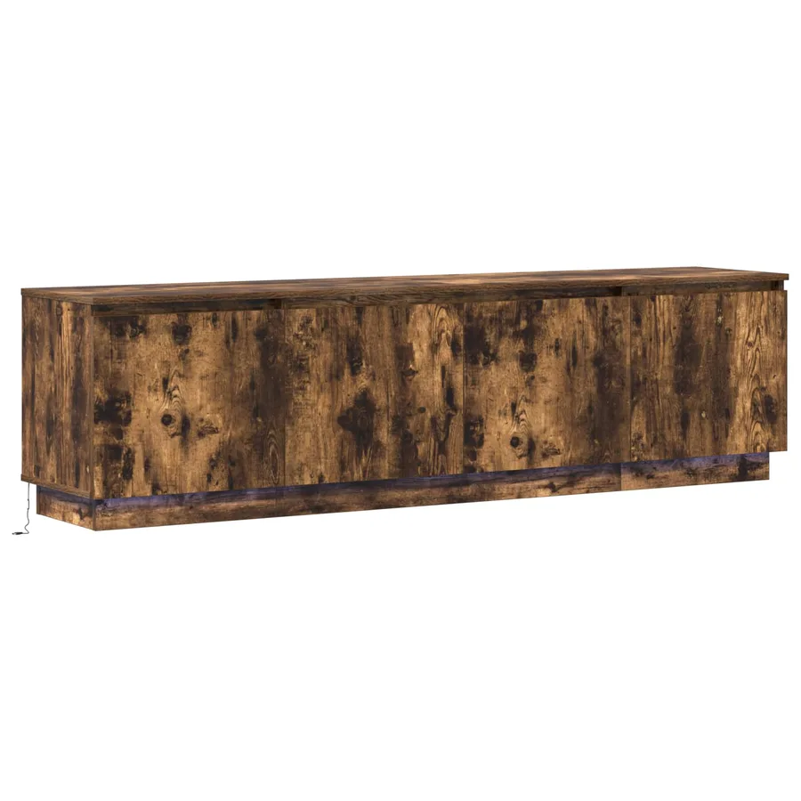 Meuble TV Chêne fumé 180 x 38 x 49 cm Bois d'ingénierie - 2