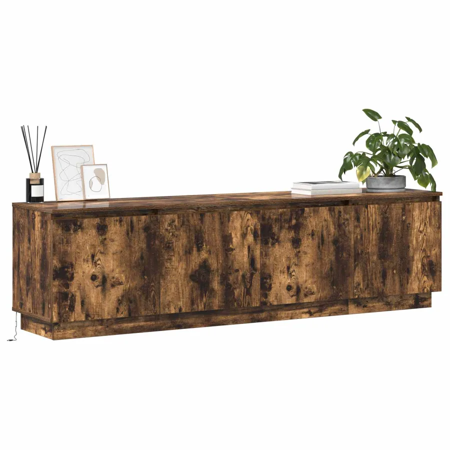 Meuble TV Chêne fumé 180 x 38 x 49 cm Bois d'ingénierie - 3