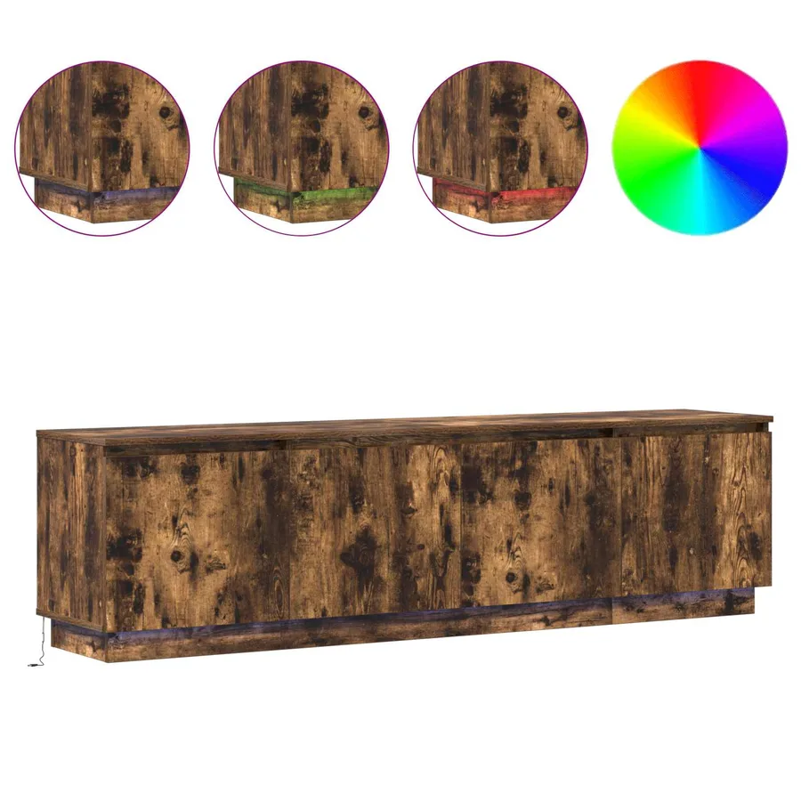 Meuble TV Chêne fumé 180 x 38 x 49 cm Bois d'ingénierie - 4