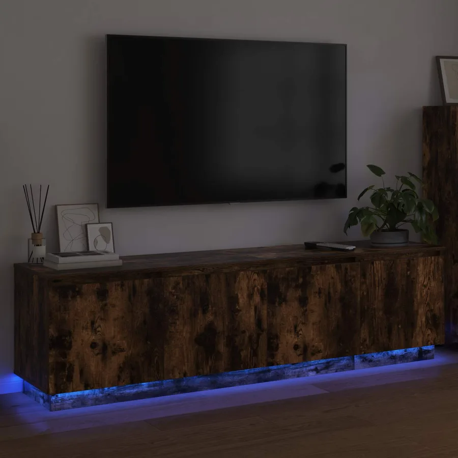 Meuble TV Chêne fumé 180 x 38 x 49 cm Bois d'ingénierie - 5
