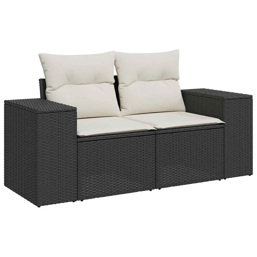 Ensemble de canapé de jardin 11 pcs Noir et Crème polyrotin - 6