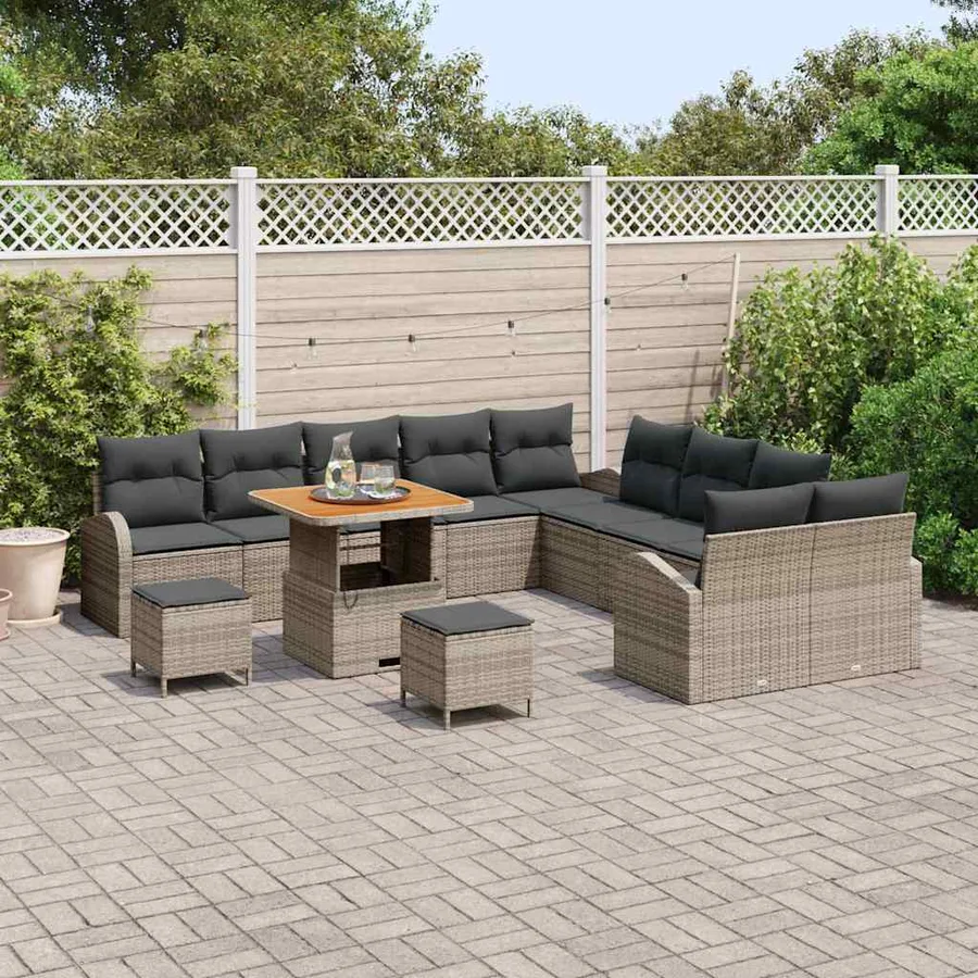Ensemble de canapé de jardin avec coussin 13 pcs Gris - 3