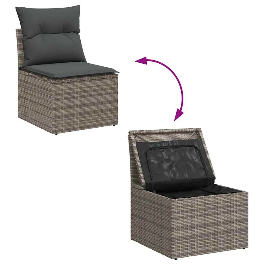 Ensemble de canapé de jardin avec coussin 13 pcs Gris - 9