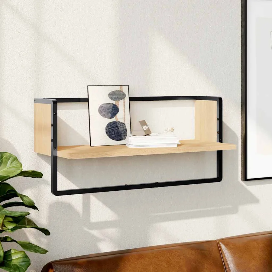 Étagère murale avec barre chêne sonoma 65x25x30 cm