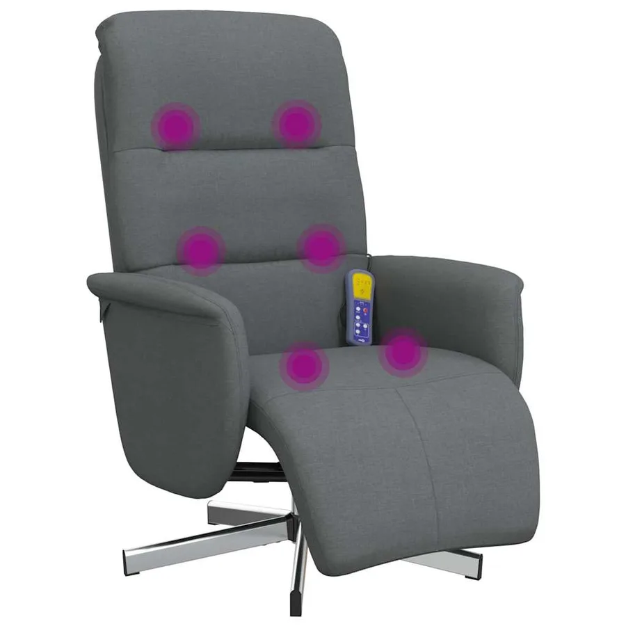 Fauteuil inclinable de massage et repose-pieds gris foncé tissu - 2