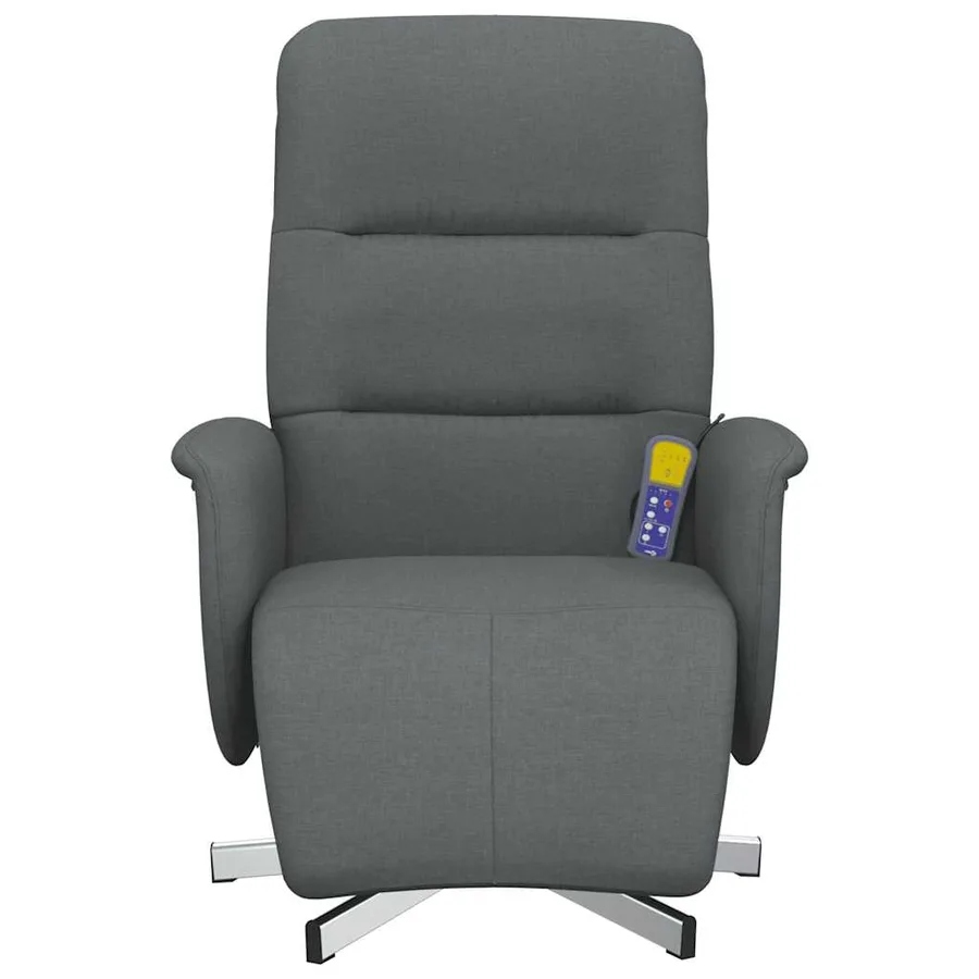 Fauteuil inclinable de massage et repose-pieds gris foncé tissu - 4