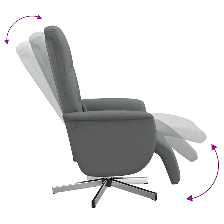 Fauteuil inclinable de massage et repose-pieds gris foncé tissu - 7