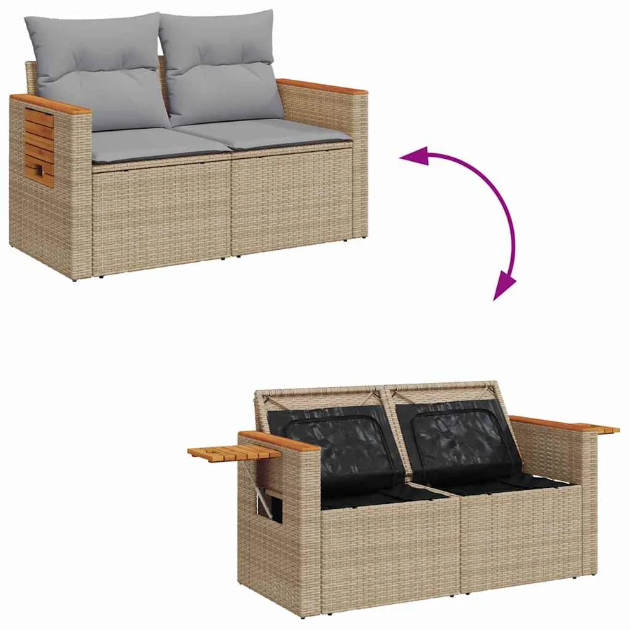Ensemble de canapé de jardin 10 pcs Beige et Gris clair - 11