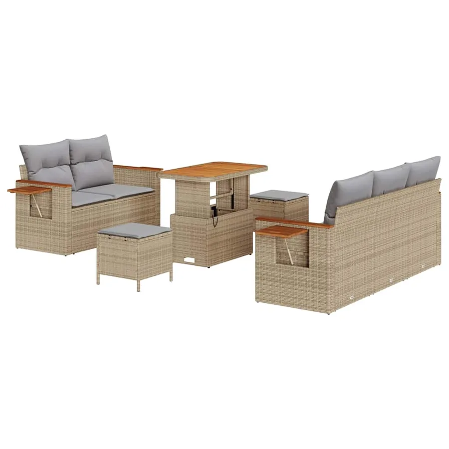 Ensemble de canapé de jardin 10 pcs Beige et Gris clair - 2
