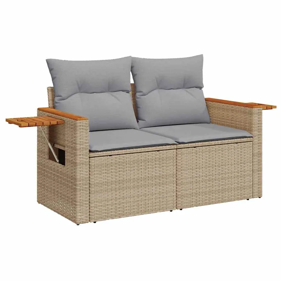 Ensemble de canapé de jardin 10 pcs Beige et Gris clair - 6