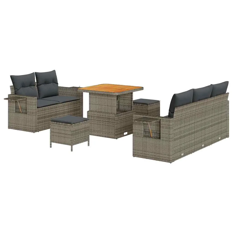 Ensemble de canapé de jardin avec coussin 10 pcs Gris polyrotin - 2