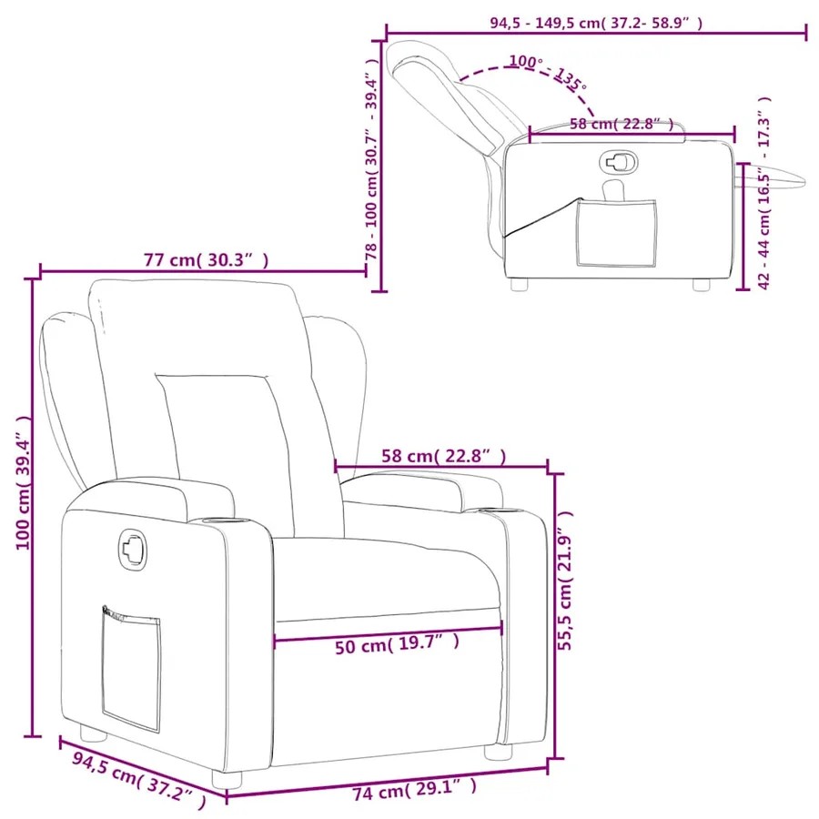 Fauteuil inclinable Marron Similicuir - 11