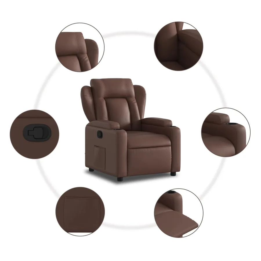 Fauteuil inclinable Marron Similicuir - 7