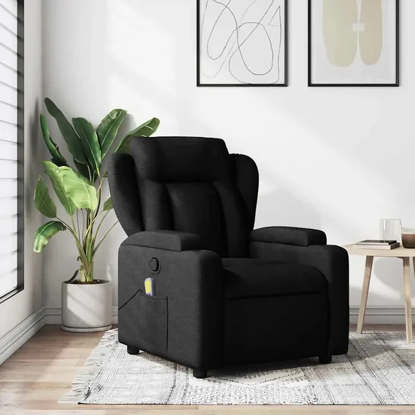 Fauteuil de massage inclinable noir tissu