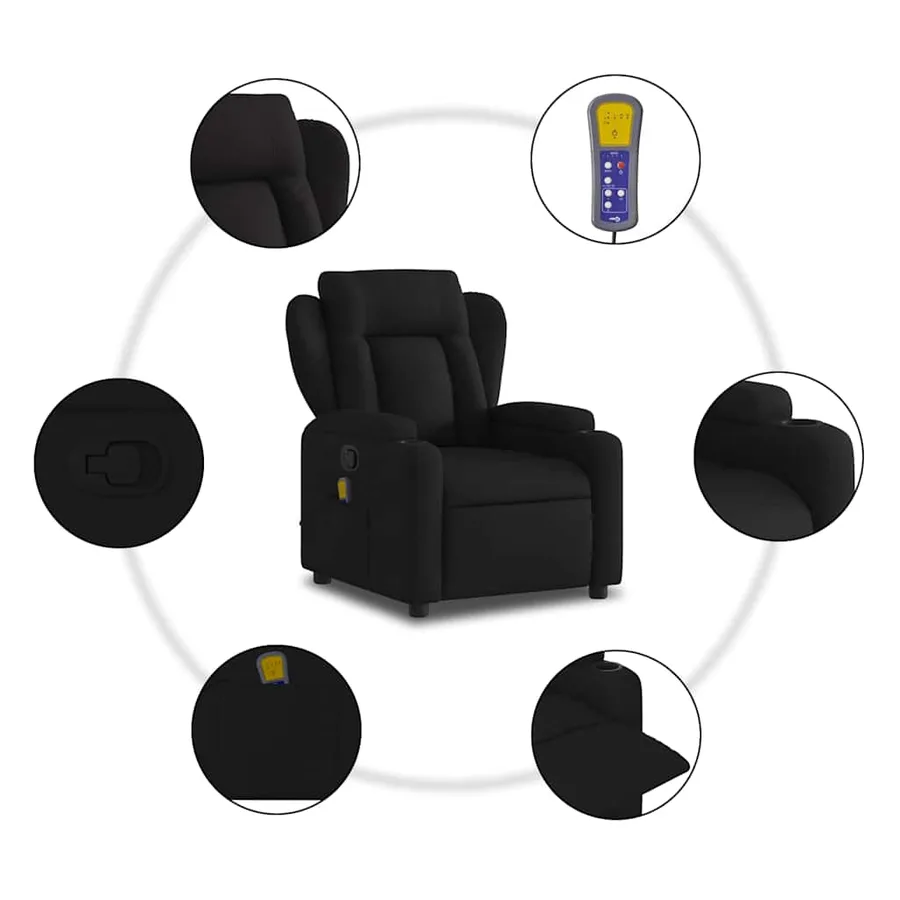 Fauteuil de massage inclinable noir tissu - 6