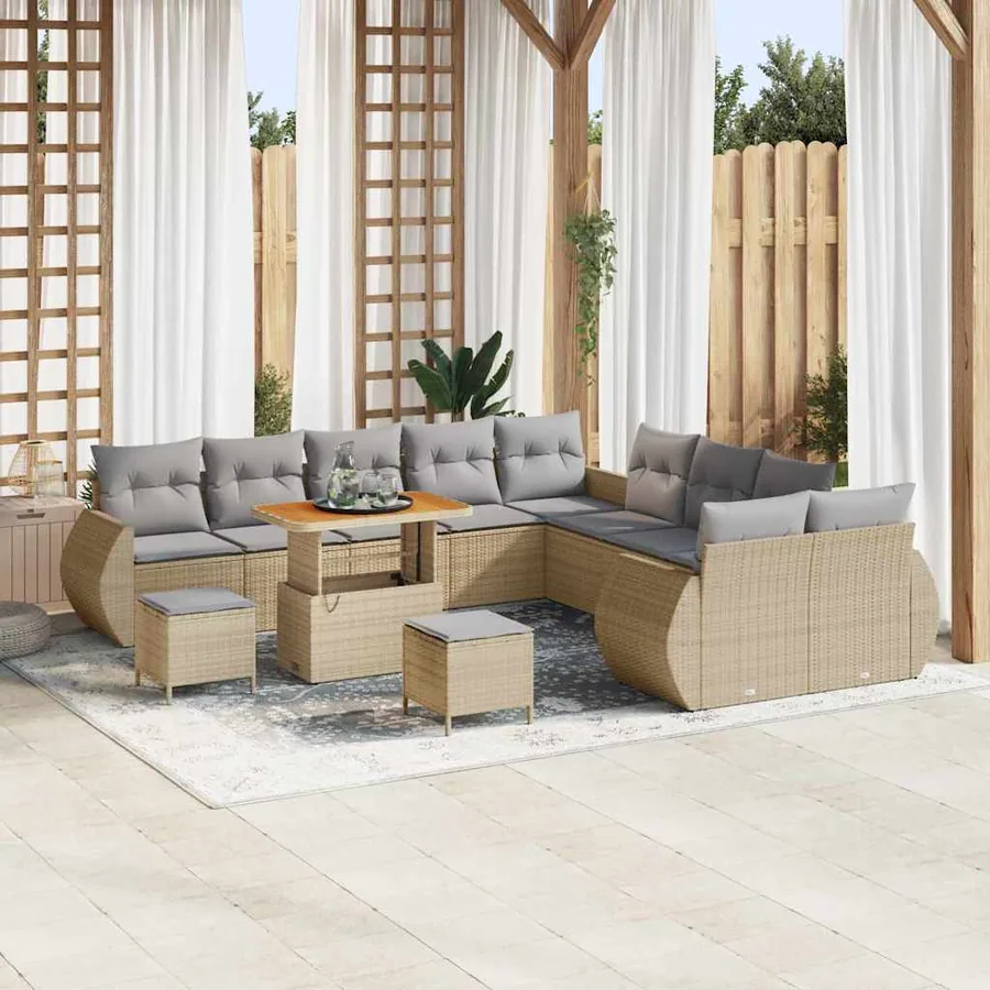 Ensemble de canapé de jardin 13 pcs beige et gris clair