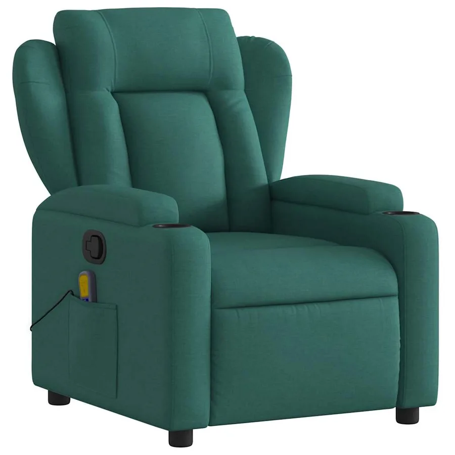 Fauteuil inclinable de massage vert foncé tissu - 3