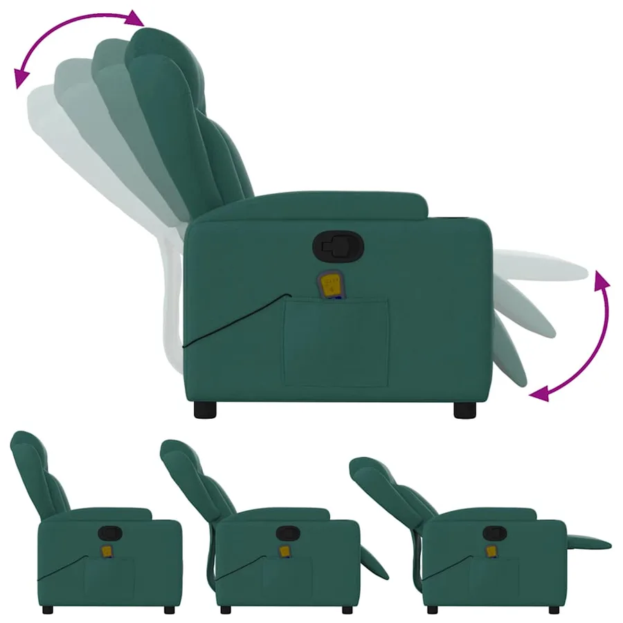 Fauteuil inclinable de massage vert foncé tissu - 5