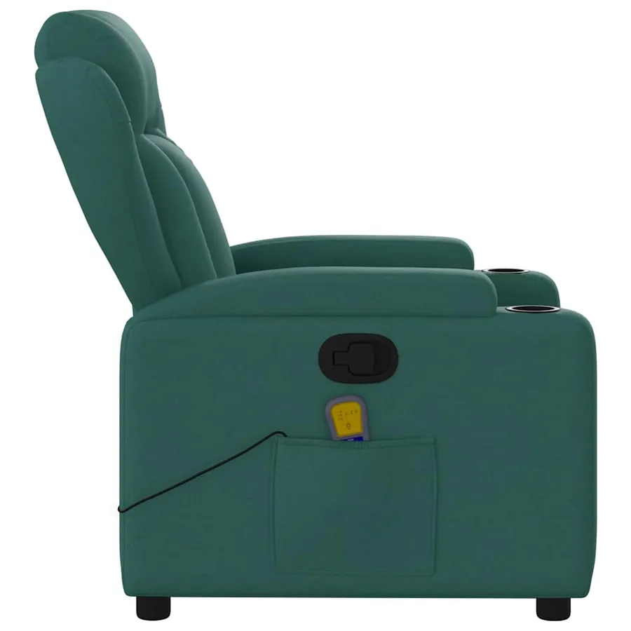 Fauteuil inclinable de massage vert foncé tissu - 8