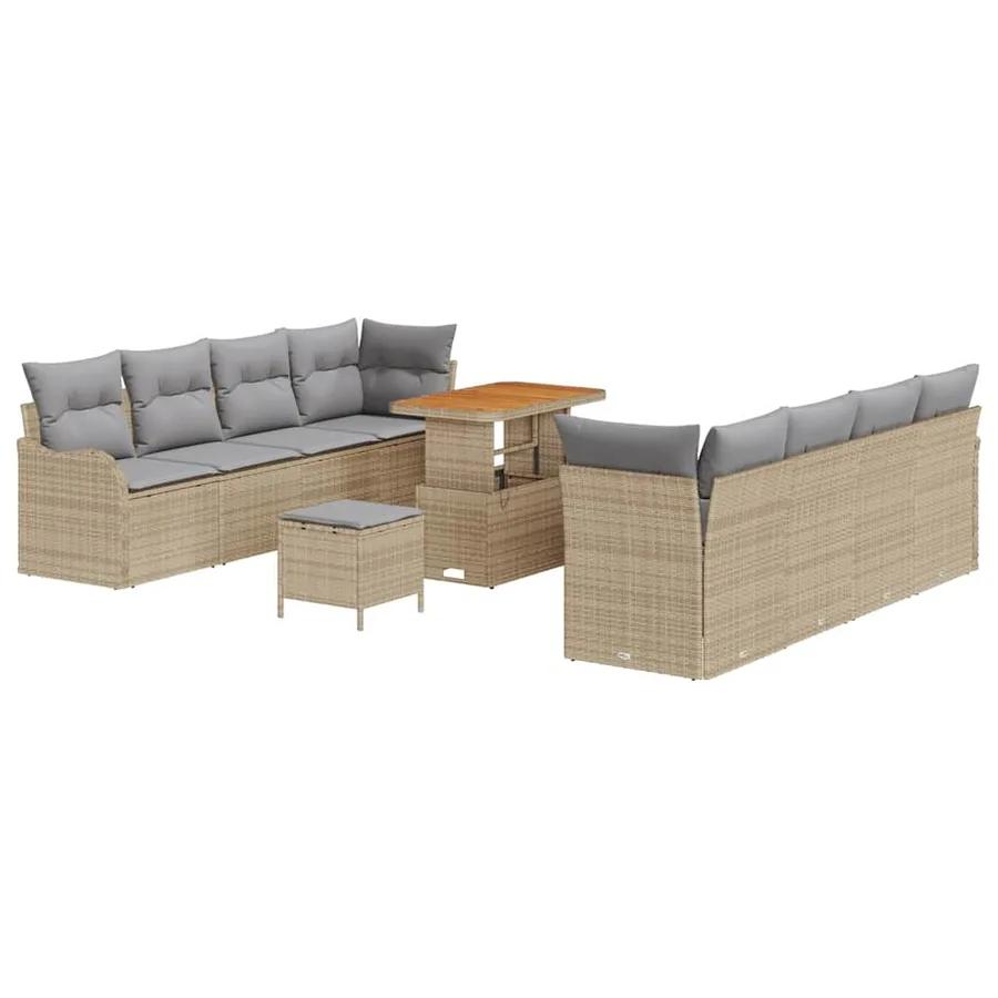 Ensemble de canapé de jardin 11 pcs Beige et Gris clair - 2