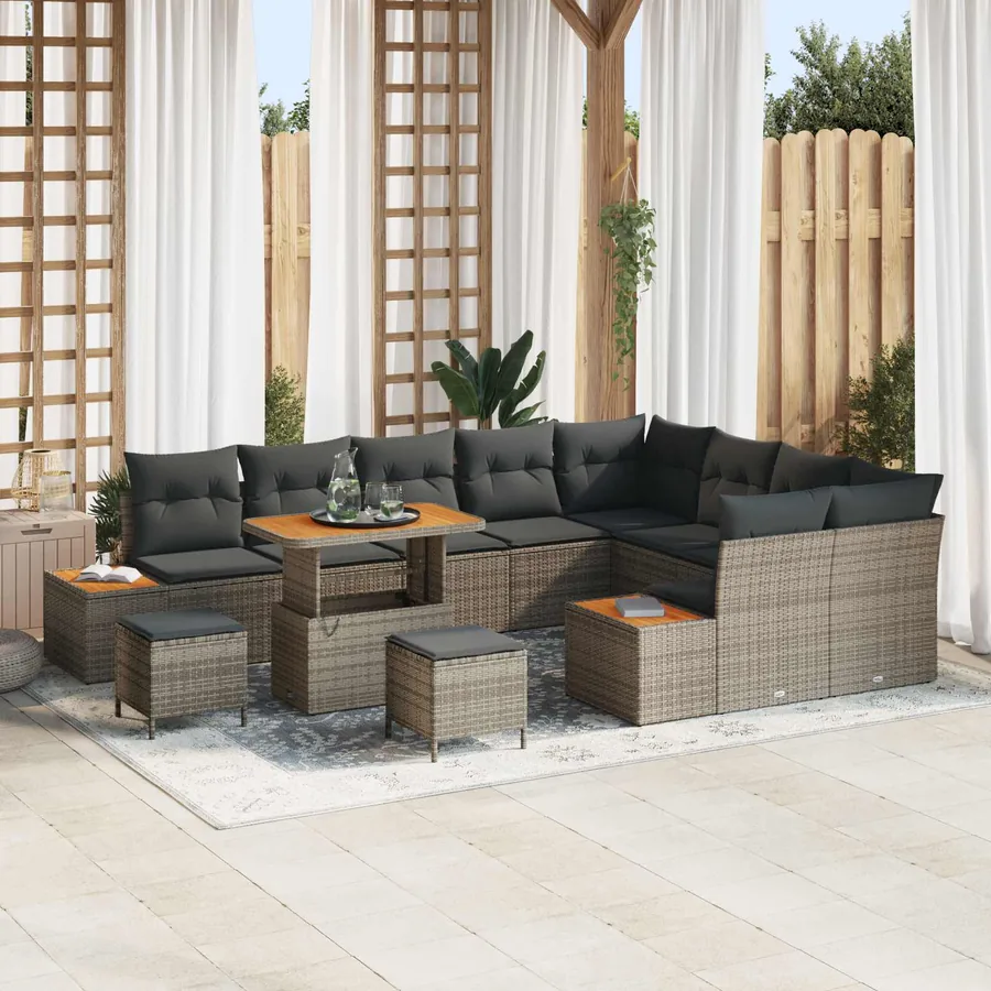 Ensemble de canapé de jardin avec coussin 12 pcs Gris