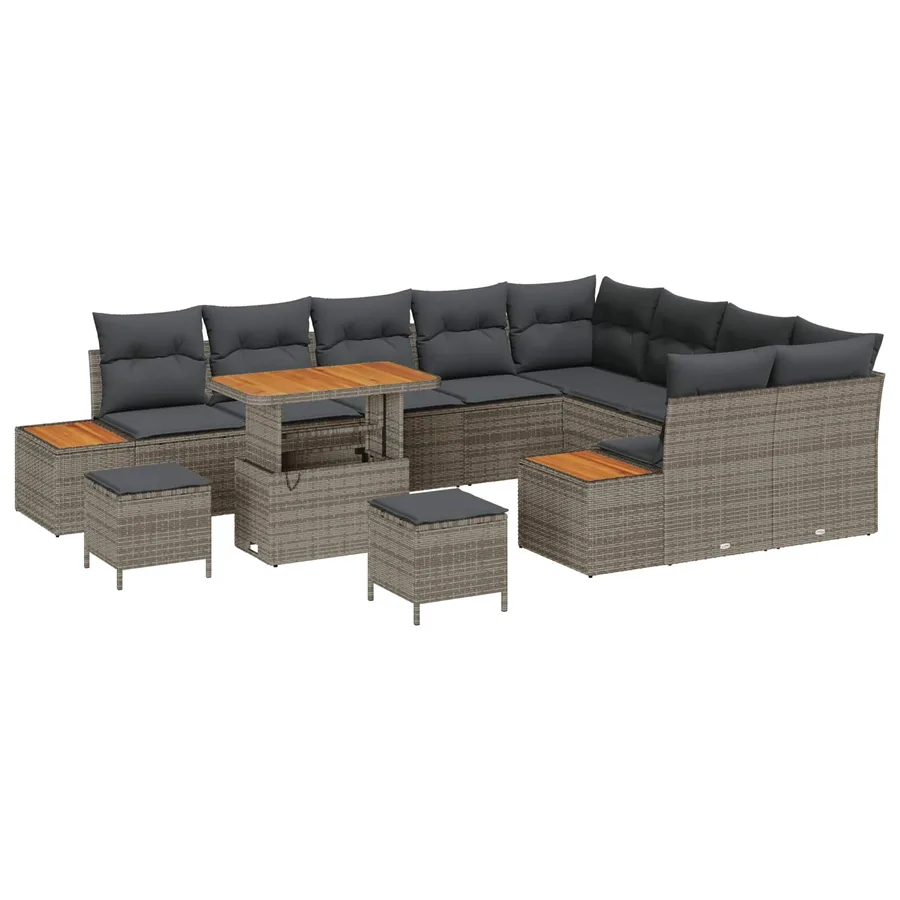 Ensemble de canapé de jardin avec coussin 12 pcs Gris - 2