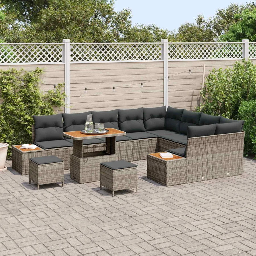 Ensemble de canapé de jardin avec coussin 12 pcs Gris - 3