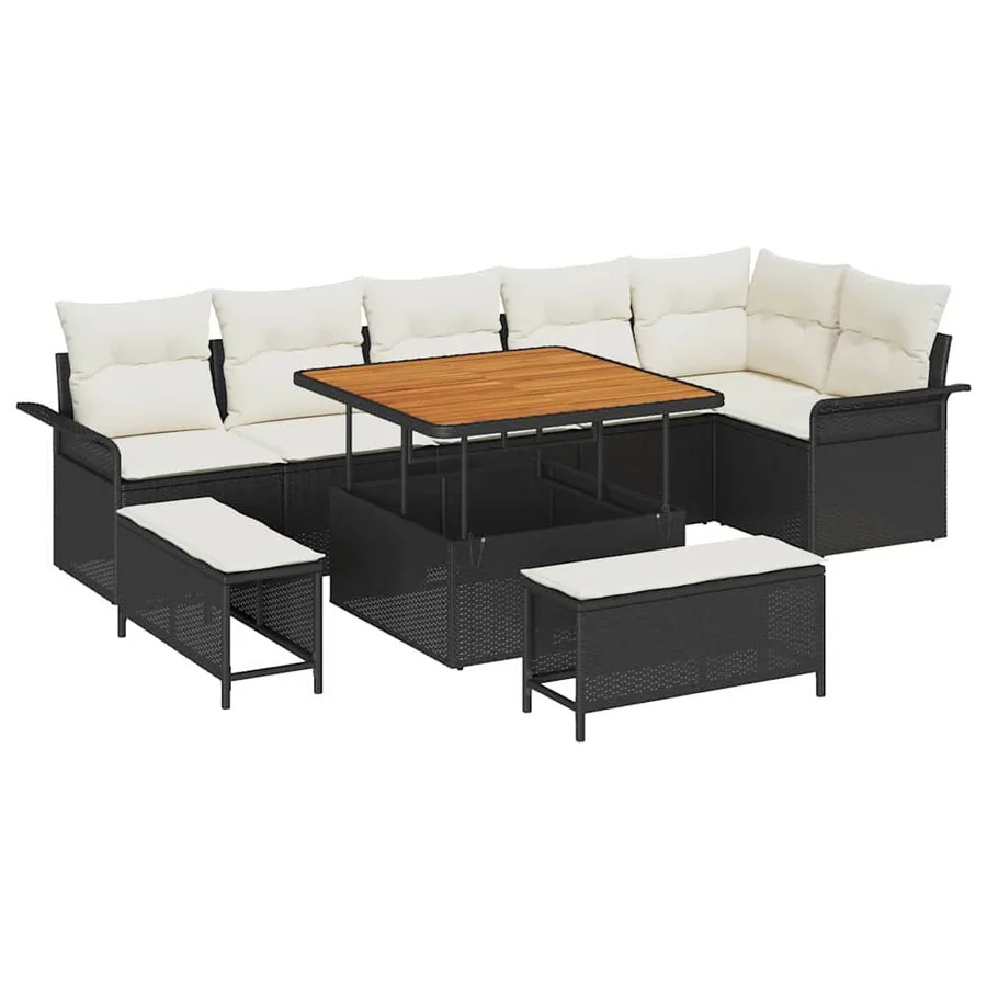 Ensemble de canapé de jardin avec coussin 9 pcs Noir - 2
