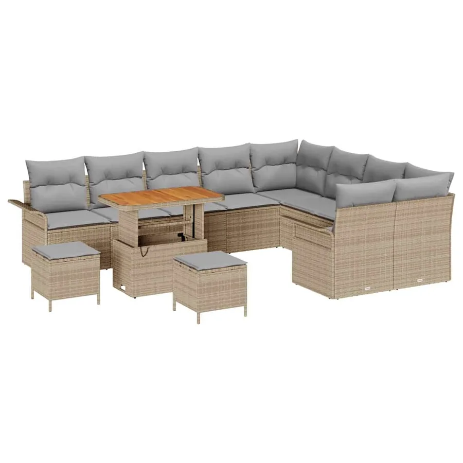 Ensemble de canapé de jardin 12 pcs Beige et Gris clair - 2