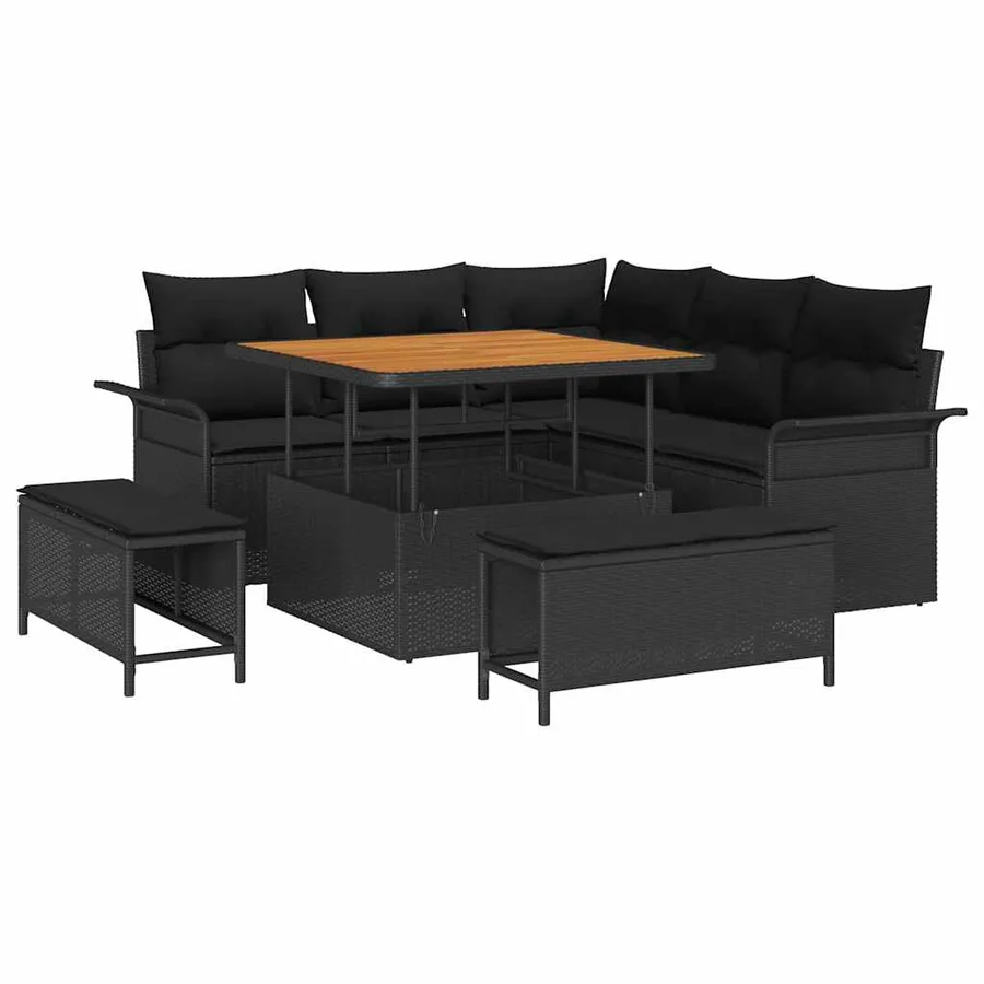 Ensemble de canapé de jardin avec coussin 8 pcs Noir - 2