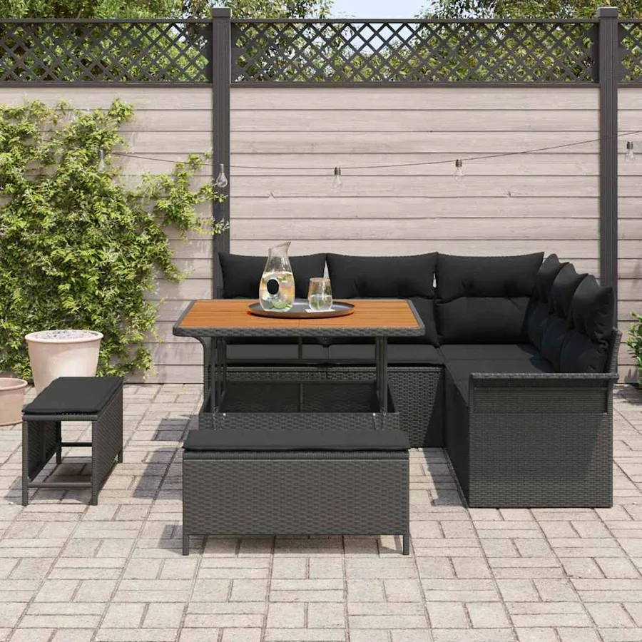 Ensemble de canapé de jardin avec coussin 8 pcs Noir - 3