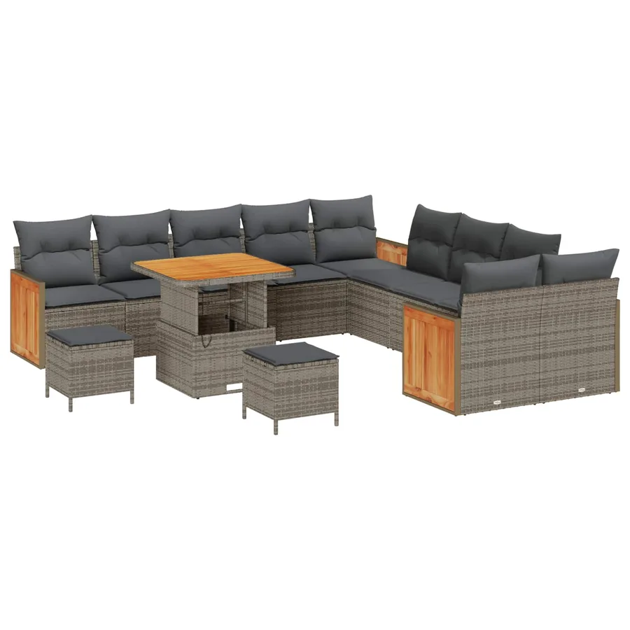 Ensemble de canapé de jardin avec coussin 13 pcs Gris - 2