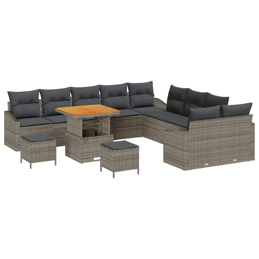 Ensemble de canapé de jardin 13 pcs Gris Poly rotin - 2