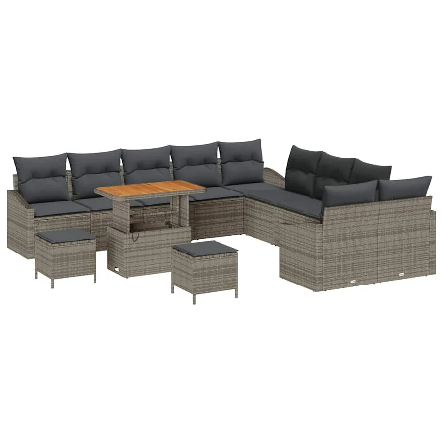 Ensemble de canapé de jardin 13 pcs Gris Poly rotin - 2