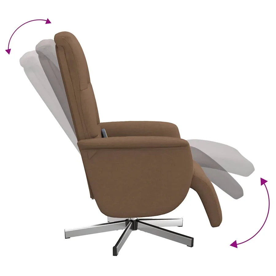 Fauteuil inclinable de massage avec repose-pieds marron tissu - 7