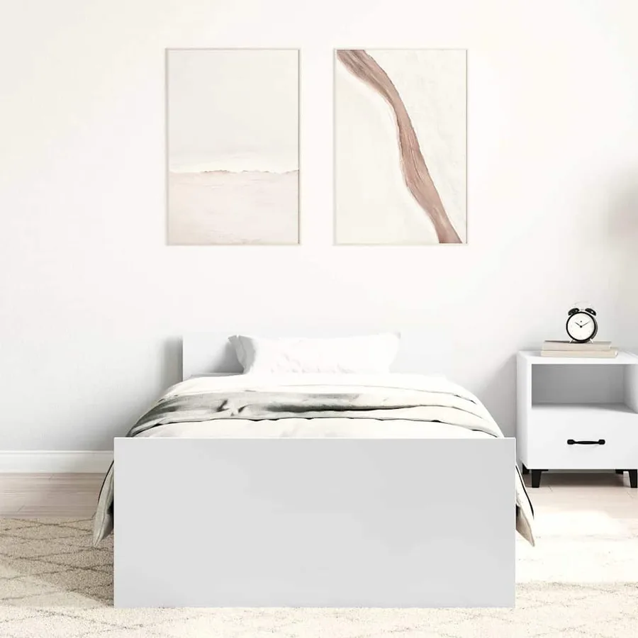Cadre de lit sans matelas blanc 100x200 cm bois d'ingénierie - 3