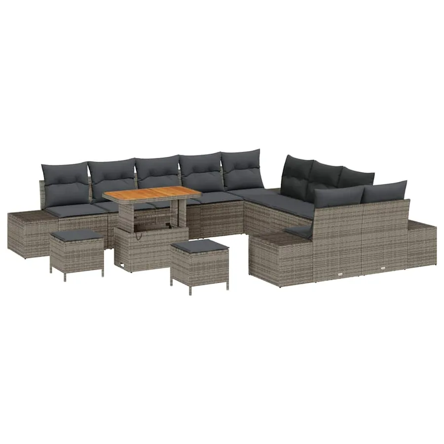 Ensemble de canapé de jardin 13 pcs Gris Poly rotin - 2