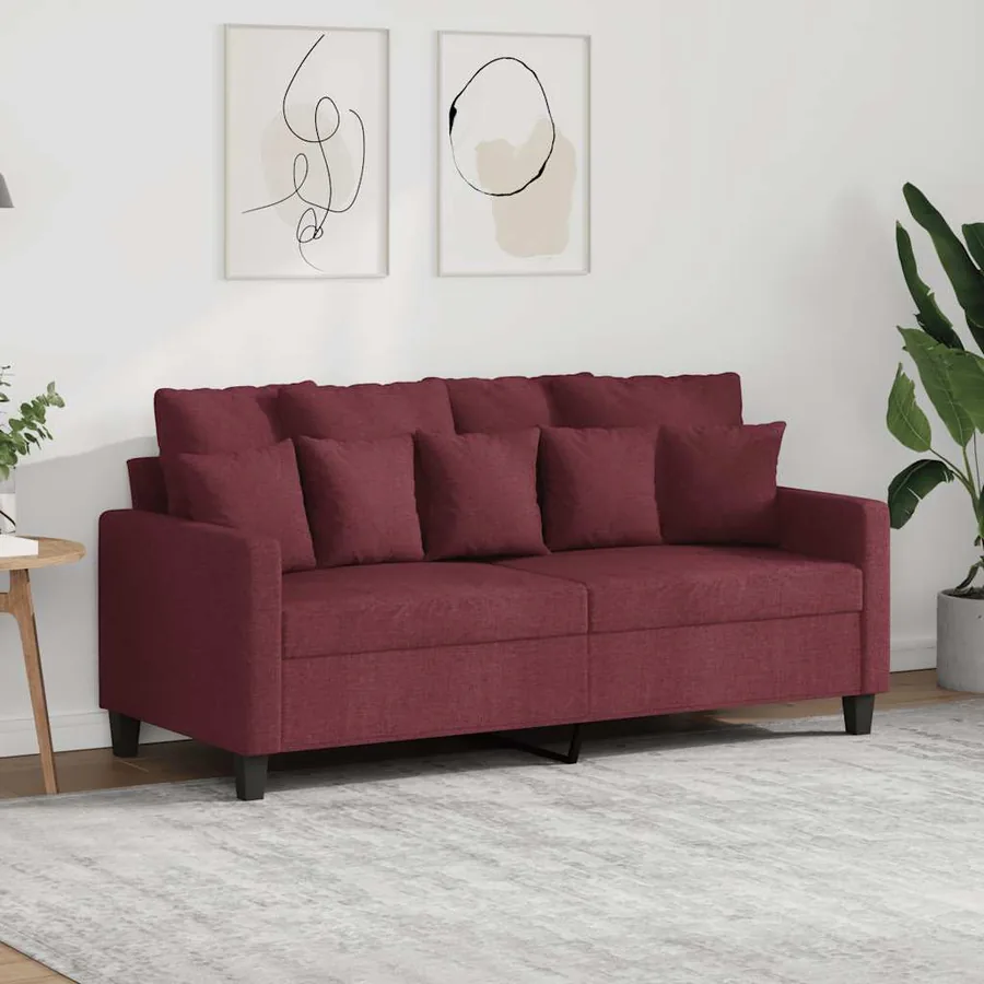 Canapé à 2 places Rouge bordeaux 140 cm Tissu