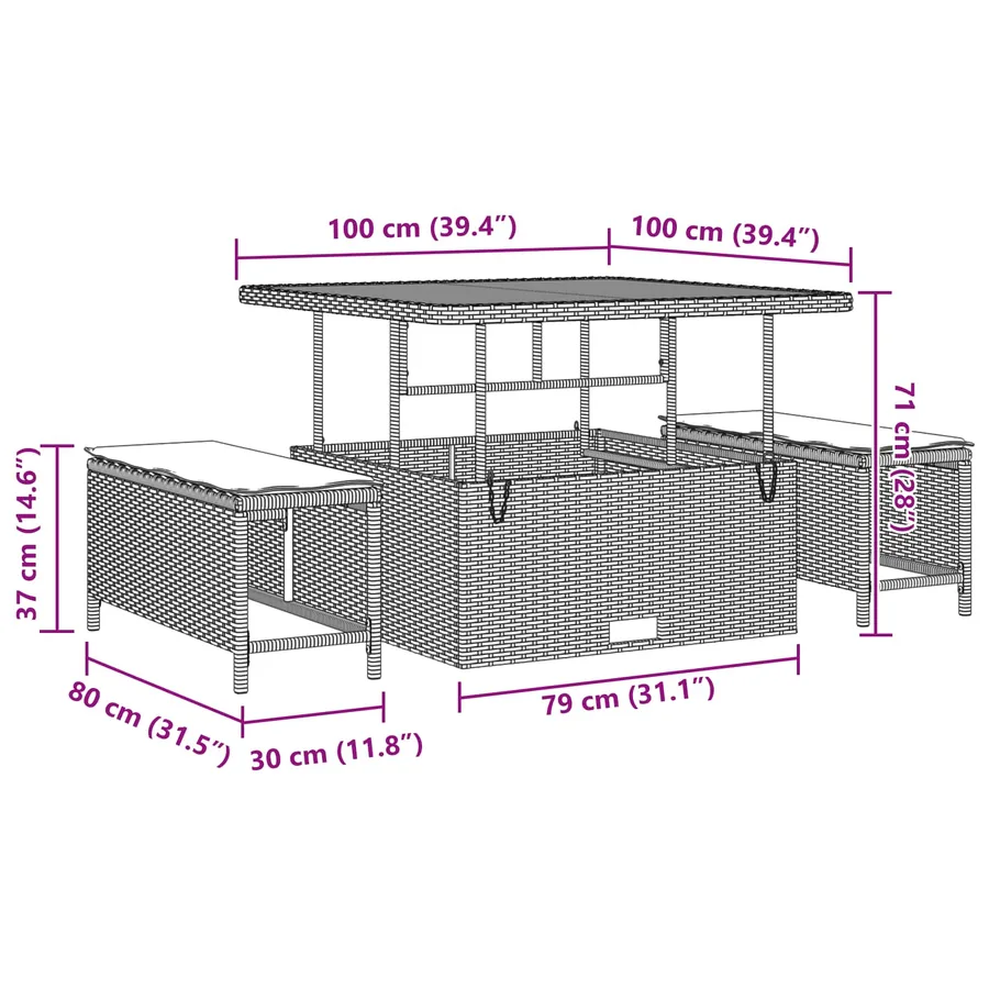 Ensemble de canapé de jardin avec coussin 9 pcs Noir polyrotin - 15
