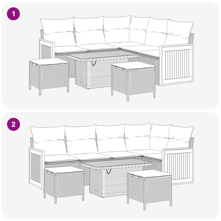 Ensemble de canapé de jardin 8 pcs Beige et Gris clair - 10