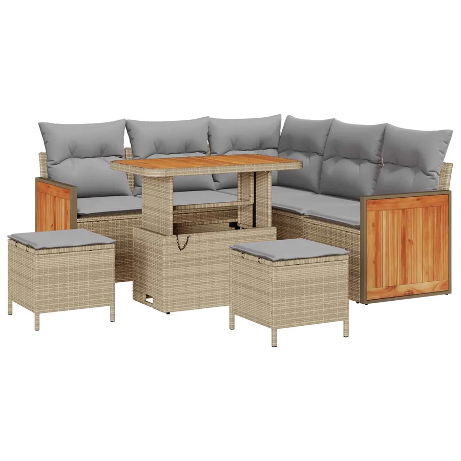 Ensemble de canapé de jardin 8 pcs Beige et Gris clair - 2