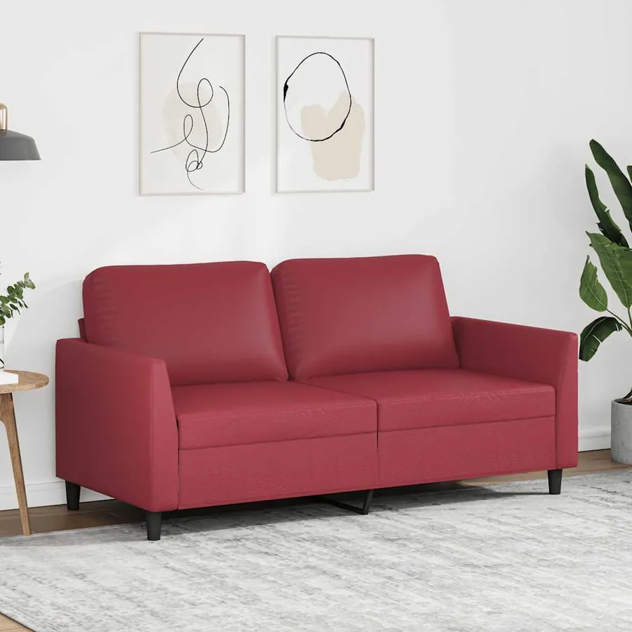 Canapé à 2 places Rouge bordeaux 140 cm Similicuir