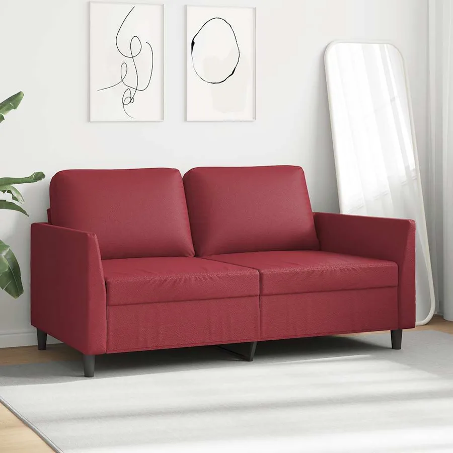 Canapé à 2 places Rouge bordeaux 140 cm Similicuir - 3